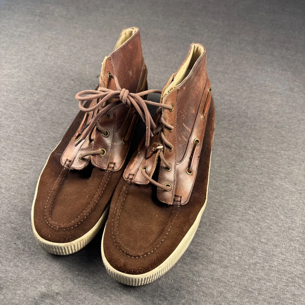 Polo Ralph Lauren Delmon Mens Brown Leather Suede Chukka Boots‎ Size 10.5D